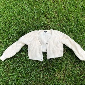 Cream crop button up cardigan